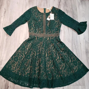NWT MISSMAY Boutique  Size M Womans Green Lace Dress